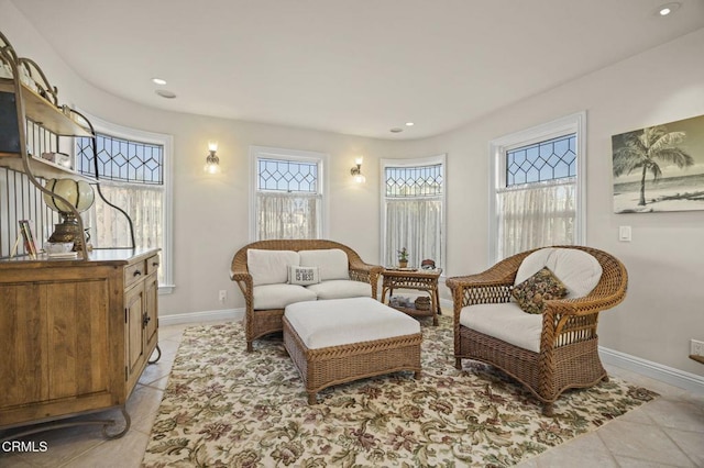 4177 Ocean Dr, Oxnard, CA 93035 - living area featuring recessed lighting, baseboards, and light tile patterned floors