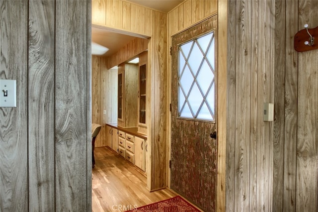 2843 E Westfall Rd, Mariposa, CA 95338 - bathroom with wood walls, wood finished floors, and vanity