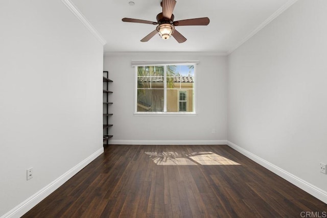 2778 Carlsbad Blvd Unit 201, Carlsbad, CA 92008 - spare room featuring wood finished floors, baseboards, ornamental molding, and ceiling fan