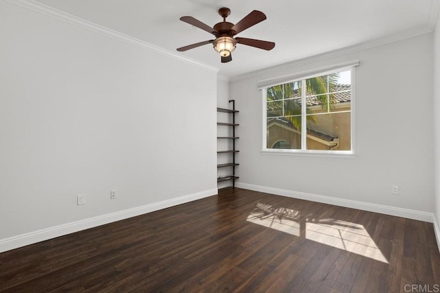 2778 Carlsbad Blvd Unit 201, Carlsbad, CA 92008 - unfurnished room with wood finished floors, baseboards, ornamental molding, and a ceiling fan