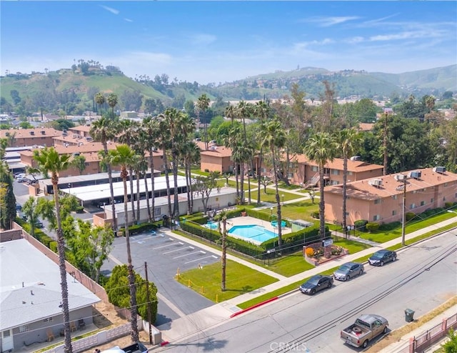 345 W 41st St, San Bernardino, CA 92407 - aerial view of a pool and a mountainous background