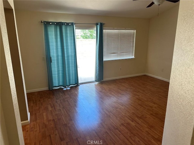 1715 Lake Way, Lancaster, CA 93534 - empty room with a ceiling fan, wood finished floors, and baseboards