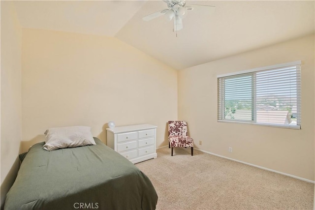 22447 Poplar St, Saugus, CA 91390 - carpeted bedroom featuring lofted ceiling, ceiling fan, and baseboards