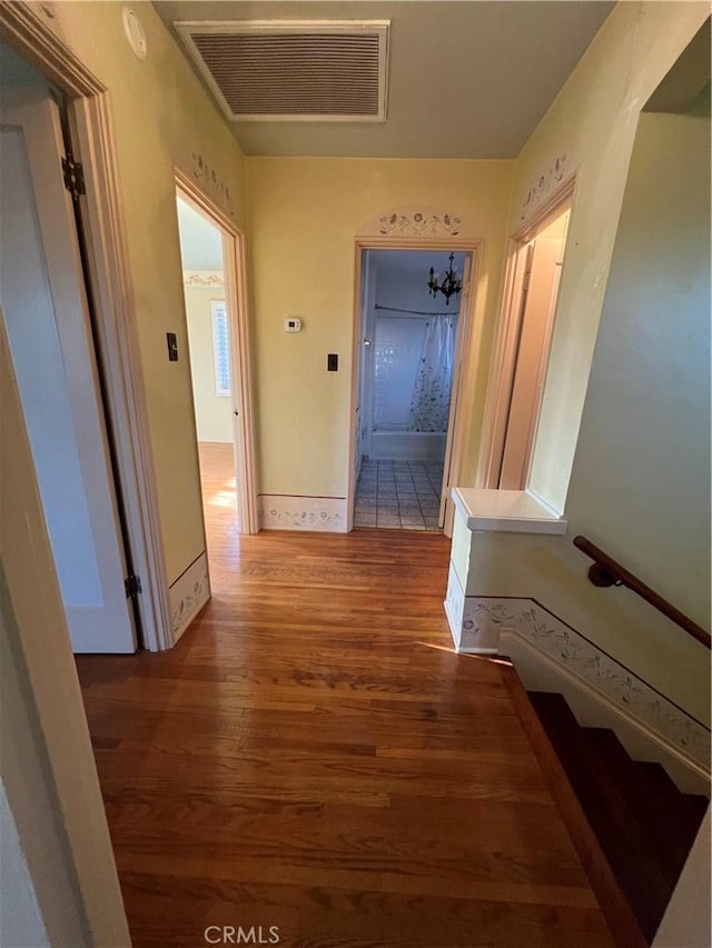 1465 N Euclid Ave, Upland, CA 91786 - hall with wood finished floors and stairway