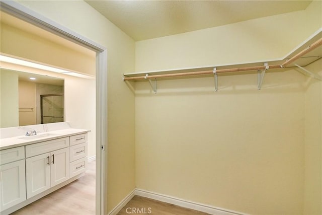 13855 Calada Dr, Moreno Valley, CA 92553 - spacious closet with a sink and light wood finished floors