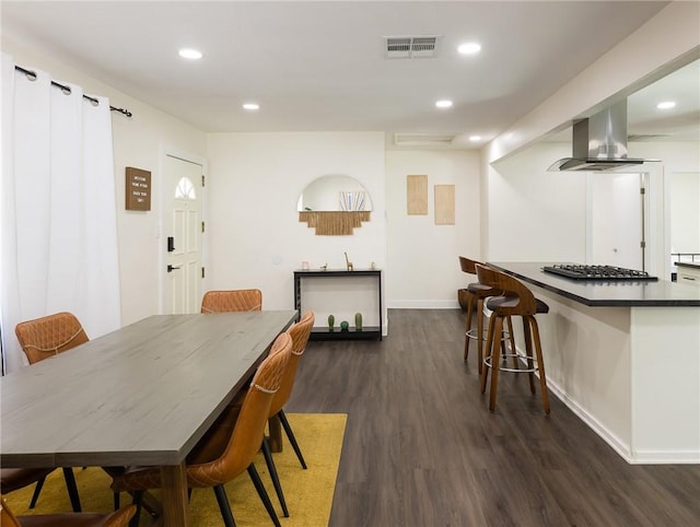 5518 W 117th St, Hawthorne, CA 90304 - dining area with dark wood-style flooring, recessed lighting, and baseboards