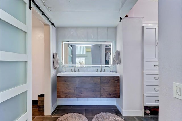 259 Calle Aragon Unit A, Laguna Woods, CA 92637 - full bathroom with double vanity and tile patterned floors