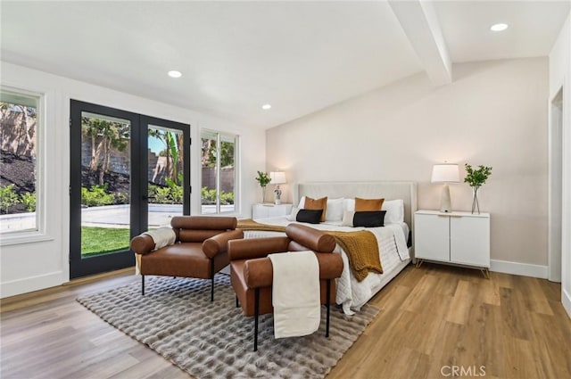 4816 Saint Andrews Ave, Buena Park, CA 90621 - bedroom featuring light wood finished floors, french doors, baseboards, and recessed lighting
