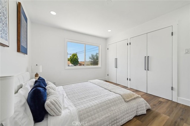 4816 Saint Andrews Ave, Buena Park, CA 90621 - bedroom with multiple closets, wood finished floors, recessed lighting, and baseboards
