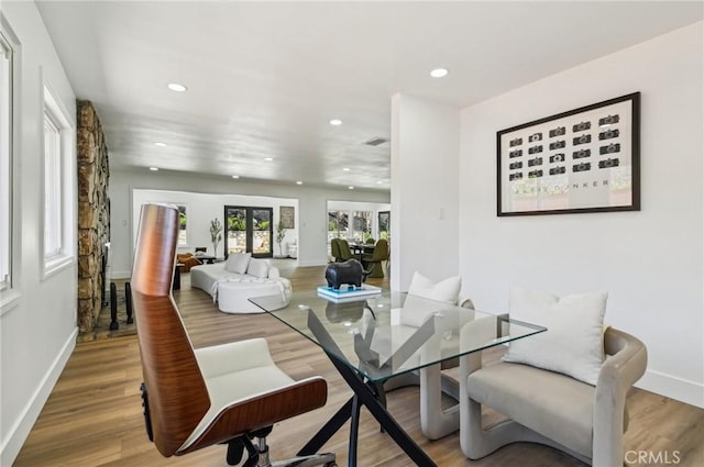 4816 Saint Andrews Ave, Buena Park, CA 90621 - dining space featuring recessed lighting, wood finished floors, and baseboards