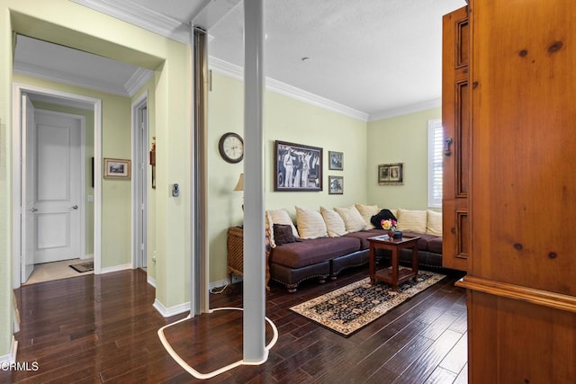 4003 Galapagos Way, Oxnard, CA 93035 - living room with ornamental molding, hardwood / wood-style flooring, and baseboards