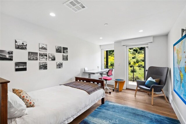 1435 Cerritos Dr, Laguna Beach, CA 92651 - bedroom featuring access to exterior, wood finished floors, and recessed lighting