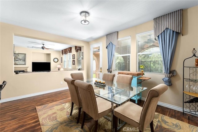 35509 Trevino Trl, Beaumont, CA 92223 - dining room with wood finished floors, plenty of natural light, baseboards, and a ceiling fan