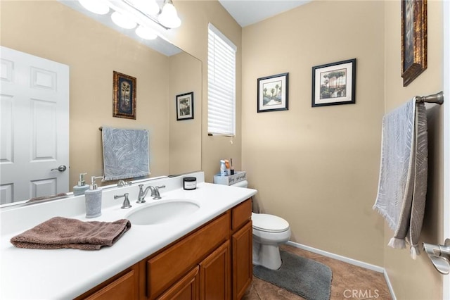 35509 Trevino Trl, Beaumont, CA 92223 - bathroom featuring vanity, toilet, tile patterned flooring, and baseboards