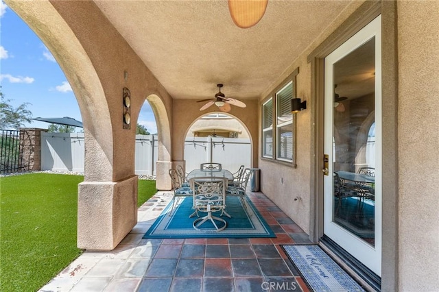 35509 Trevino Trl, Beaumont, CA 92223 - view of patio with outdoor dining space and ceiling fan