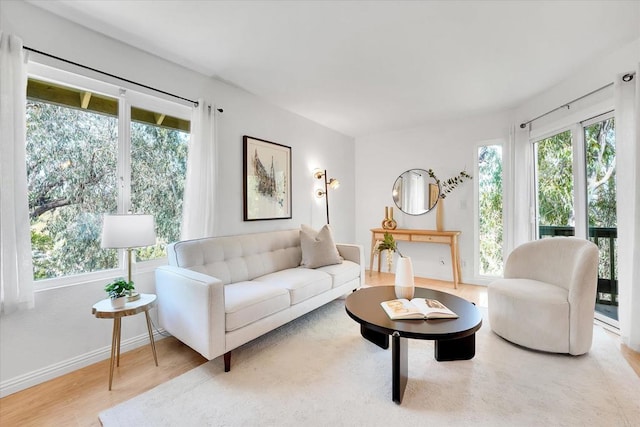 7077 Camino Pacheco, San Diego, CA 92111 - living area with plenty of natural light, baseboards, and wood finished floors