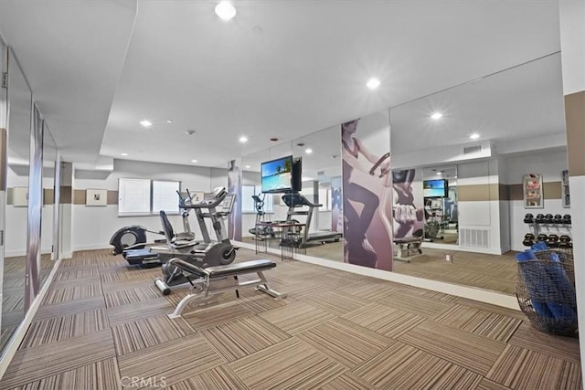 11023 Fruitland Dr Unit 104, Studio City, CA 91604 - workout area with carpet, baseboards, and recessed lighting