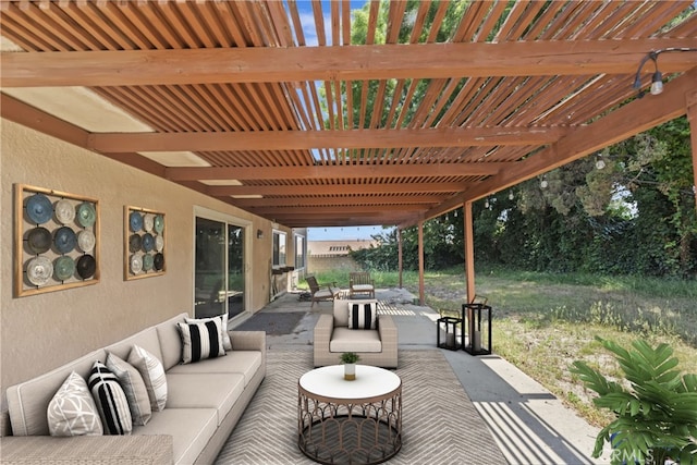6164 Amberwood Dr, Rancho Cucamonga, CA 91701 - view of patio featuring outdoor lounge area and a pergola