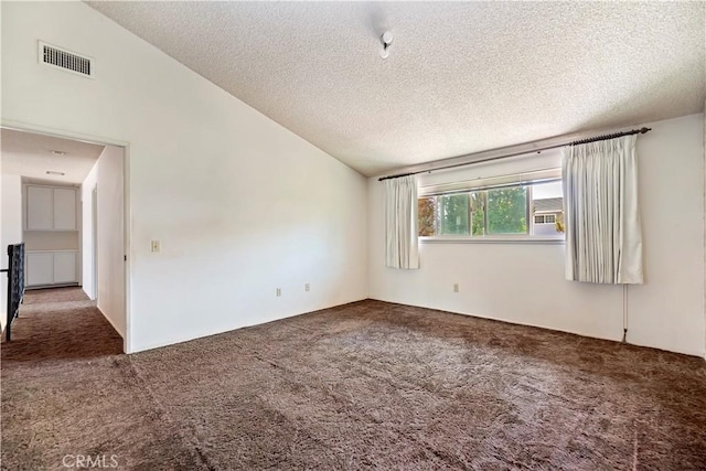 6164 Amberwood Dr, Rancho Cucamonga, CA 91701 - empty room with carpet, a textured ceiling, and vaulted ceiling