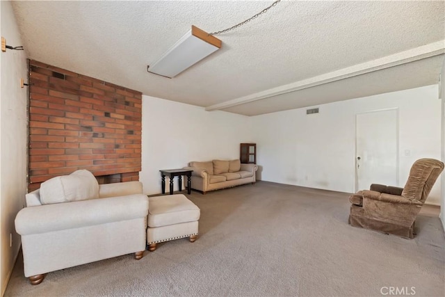 6164 Amberwood Dr, Rancho Cucamonga, CA 91701 - living area featuring carpet and a textured ceiling
