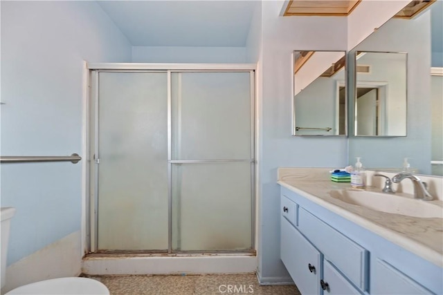 6164 Amberwood Dr, Rancho Cucamonga, CA 91701 - full bathroom with toilet, vanity, and a stall shower