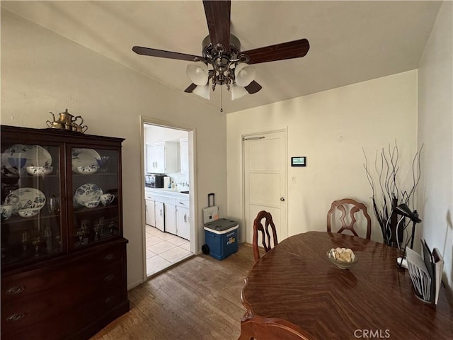 327 S 35th St, San Diego, CA 92113 - dining area with wood finished floors and a ceiling fan