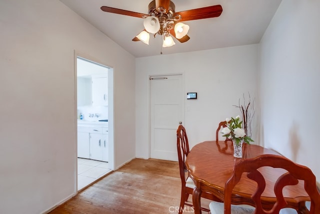 327 S 35th St, San Diego, CA 92113 - dining space with a ceiling fan and light wood-style flooring