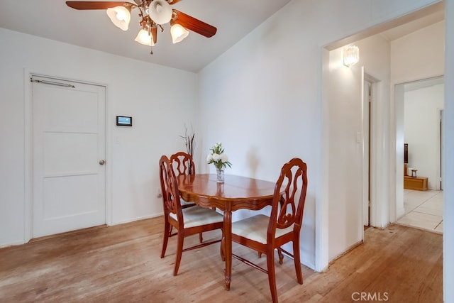 327 S 35th St, San Diego, CA 92113 - dining space featuring ceiling fan, light wood-style floors, and lofted ceiling