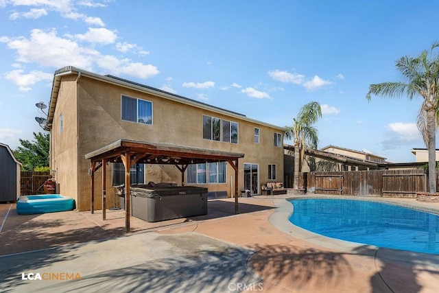 11703 Revolution Rd, Bakersfield, CA 93312 - view of pool with a hot tub, a fenced backyard, and a patio area