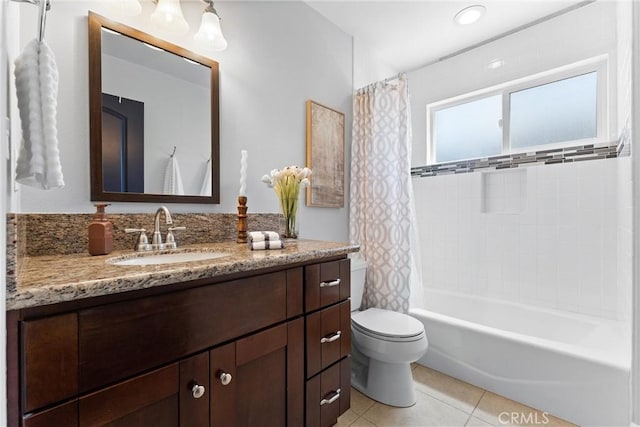 114 N Orange Ave, Fullerton, CA 92833 - full bathroom featuring vanity, toilet, shower / bathtub combination with curtain, and tile patterned floors