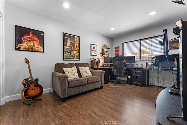 114 N Orange Ave, Fullerton, CA 92833 - home office featuring wood finished floors, recessed lighting, and baseboards