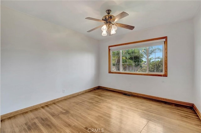 786 S Spanish Oak Ln, La Puente, CA 91746 - empty room with baseboards, light wood-style floors, and ceiling fan