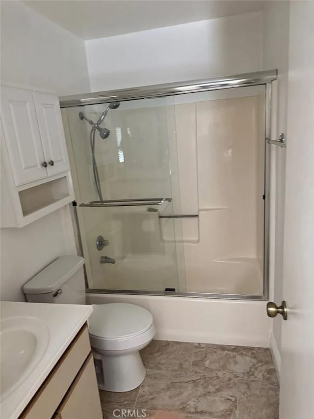 3880 W Jacinto View Rd Unit M, Banning, CA 92220 - full bath with vanity, shower / bath combination with glass door, and toilet