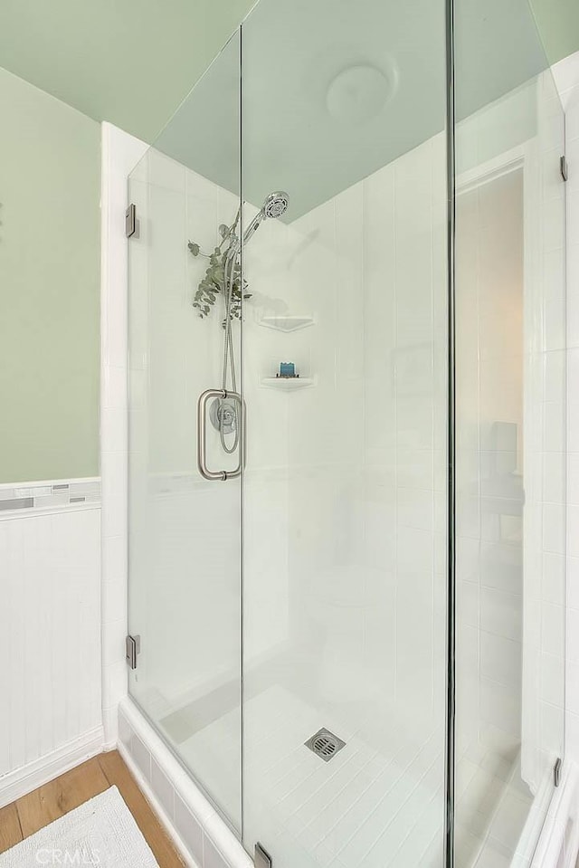 4326 Via Verde, Cypress, CA 90630 - full bath featuring a shower stall and wood finished floors