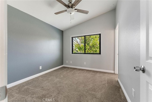 5809 Almond Valley Way, Lancaster, CA 93536 - unfurnished room featuring carpet flooring, vaulted ceiling, baseboards, and a ceiling fan