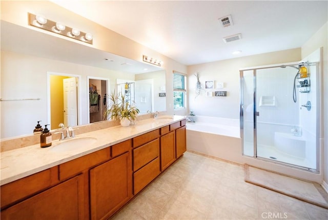 31786 Sorrel Run Ct, Menifee, CA 92584 - full bath with a stall shower, a garden tub, and double vanity