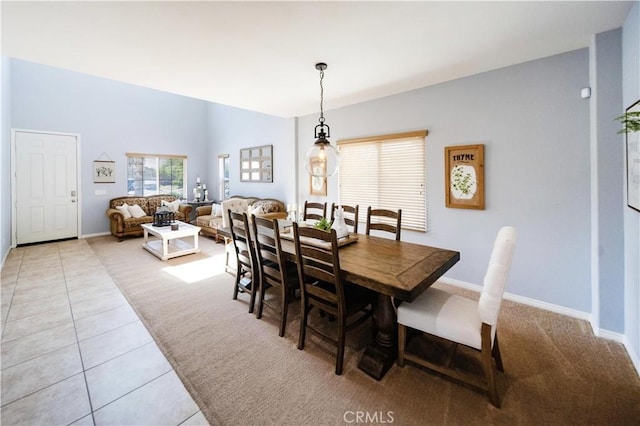 31786 Sorrel Run Ct, Menifee, CA 92584 - dining area featuring baseboards, light tile patterned flooring, and light carpet