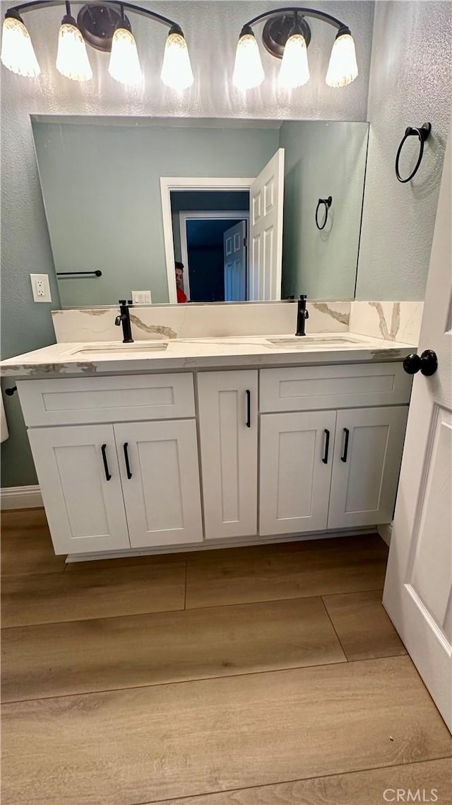 2045 S Cypress Ave, Ontario, CA 91762 - bathroom featuring wood finished floors and double vanity