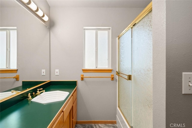 120 Top Of The W Dr, Chester, CA 96020 - full bath with a shower with shower door, vanity, and baseboards