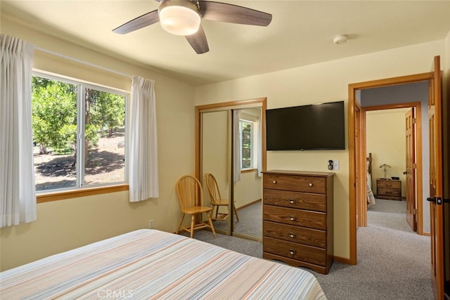 120 Top Of The W Dr, Chester, CA 96020 - bedroom with carpet, a closet, and a ceiling fan