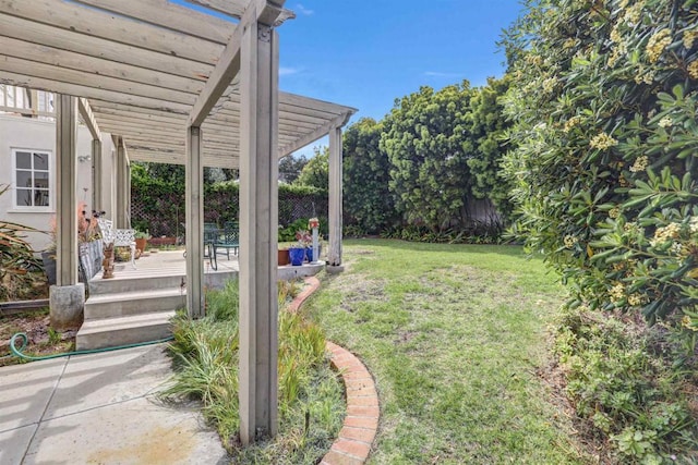 627 Arenas St, La Jolla, CA 92037 - view of grassy yard with a pergola