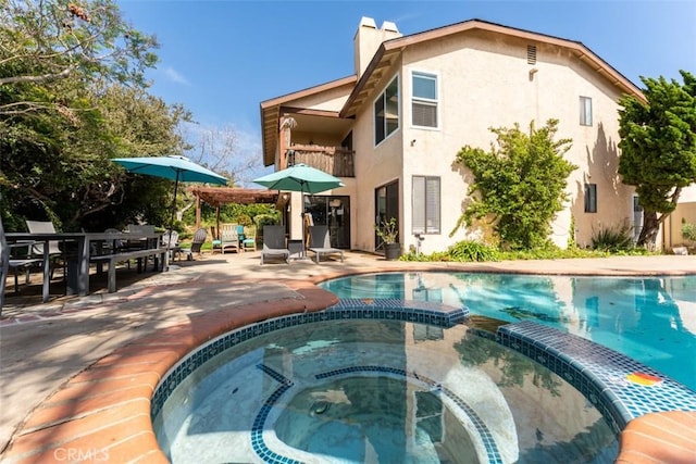 1520 Downs St, Oceanside, CA 92054 - view of swimming pool with a patio, outdoor dining space, and a pool with connected hot tub