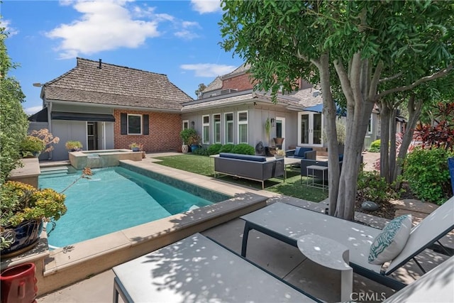 4275 Country Club Dr, Long Beach, CA 90807 - view of swimming pool featuring an outdoor hangout area, a patio, and a pool with connected hot tub