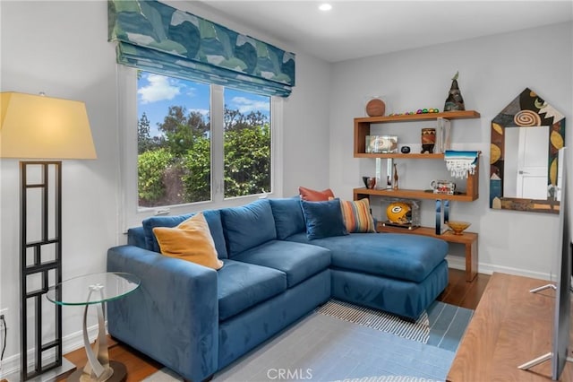 4275 Country Club Dr, Long Beach, CA 90807 - living area featuring wood finished floors, baseboards, and recessed lighting