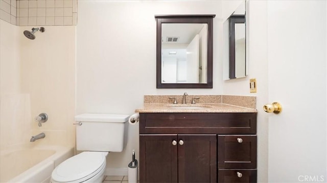 1589 Palomino Ave, Upland, CA 91786 - full bathroom featuring toilet, vanity, shower / bath combination, tile patterned flooring, and baseboards