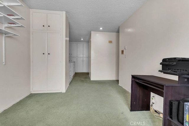 5348 Fairview Blvd Unit 3, Ladera Heights, CA 90056 - home office featuring light carpet, a textured ceiling, recessed lighting, and baseboards