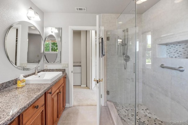 14040 Old Station Rd, San Diego, CA 92064 - full bath with a shower stall, vanity, and tile patterned floors