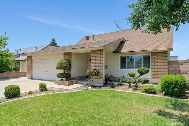 1725 Trinity Loop, Ontario, CA 91764 - single story home featuring brick siding, a garage, concrete driveway, and a shingled roof