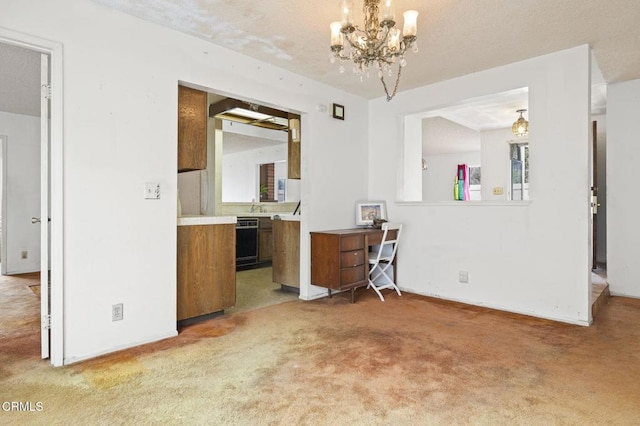 201 Village Rd, Port Hueneme, CA 93041 - dining area featuring light carpet and a chandelier
