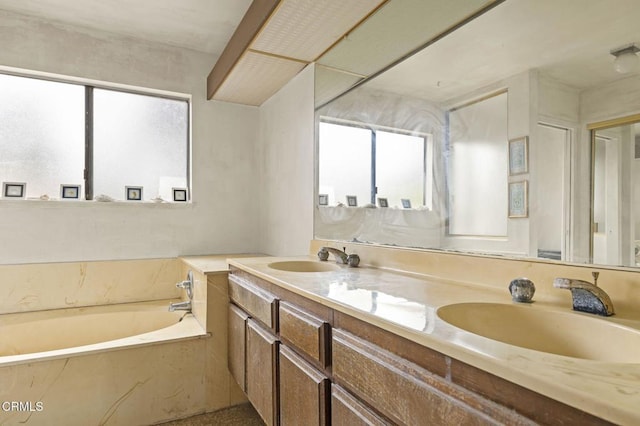 201 Village Rd, Port Hueneme, CA 93041 - full bath with healthy amount of natural light, double vanity, and a bath